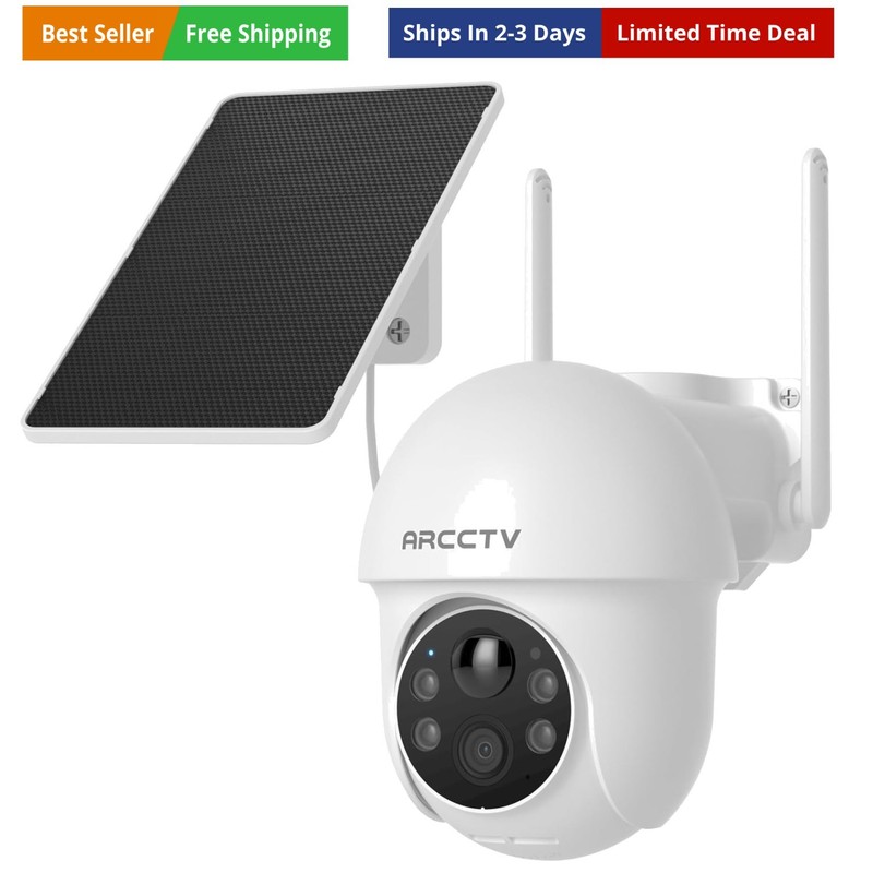 Solar Security Cameras Wireless Outdoor, 4MP 360° View Battery Powered Outdoo…
