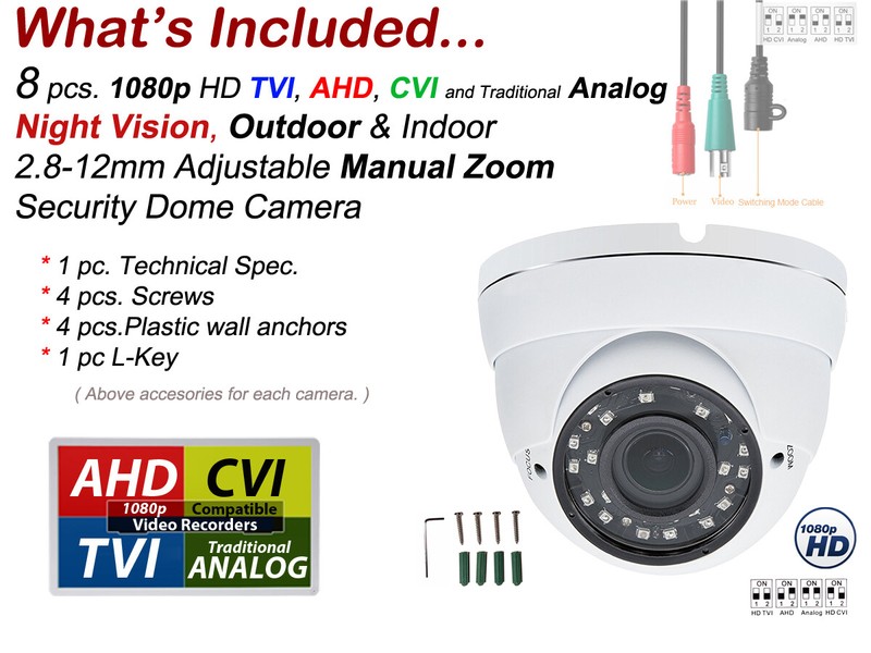 HD TVI CVI AHD Analog 1080p Outdoor Indoor Day Night Vision CCTV Security Camera gallery