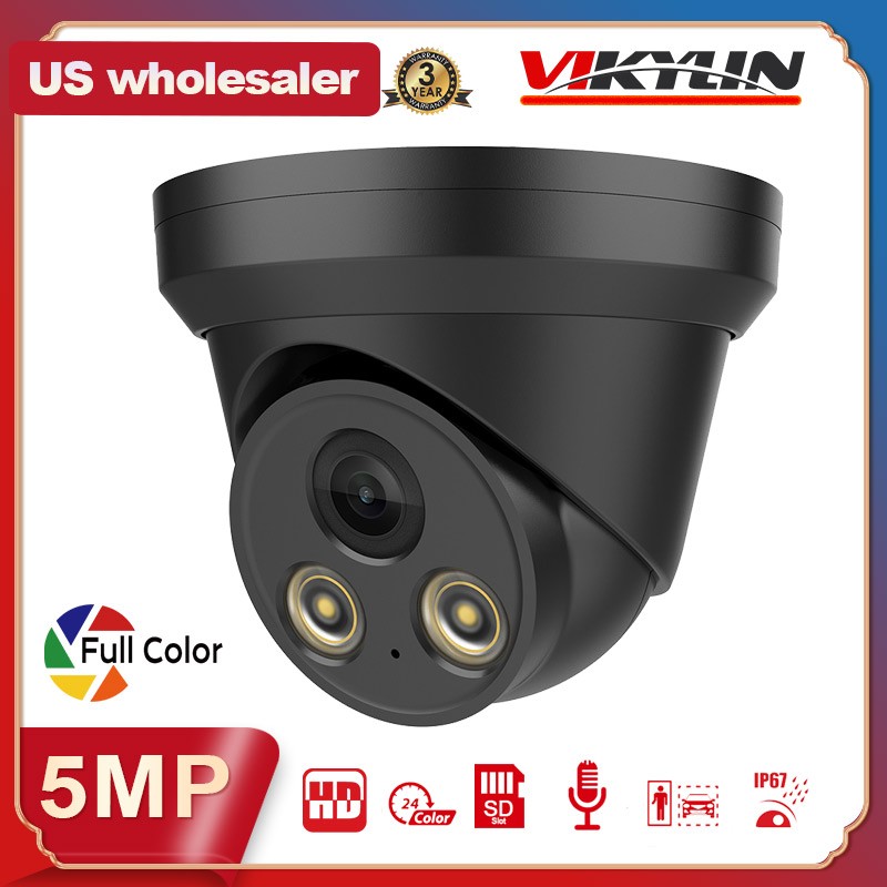 Black Vikylin 5MP Full Color LED Security POE IP Camera Audio Outdoor RTSP Onvif gallery