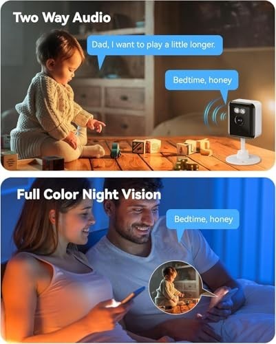 2.4/5GHz Indoor Security Cameras 2K for Pets & Nanny, Color Night Vision, 2-Way gallery