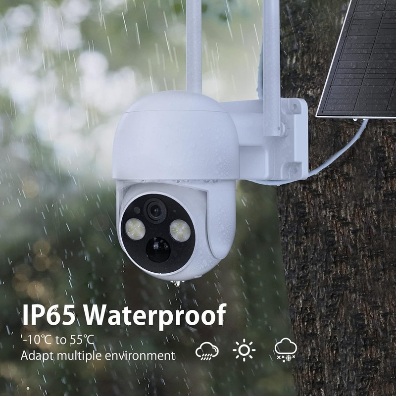 4MP Solar Powered Security Cameras - 2PCS WiFi, Color Night Vision, PIR Alerts gallery