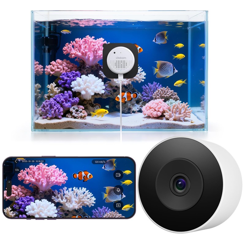 litokam F1.0 Aperture Fish Tank & Reptile Pet Camera.2K 3MP Anti-Glare Aquari…