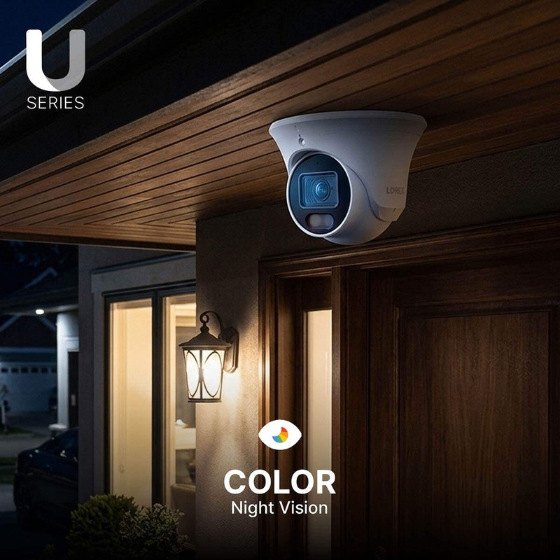 Lorex Connect U3 4K PoE Turret Camera with Red & Blue Deterrence Lights gallery
