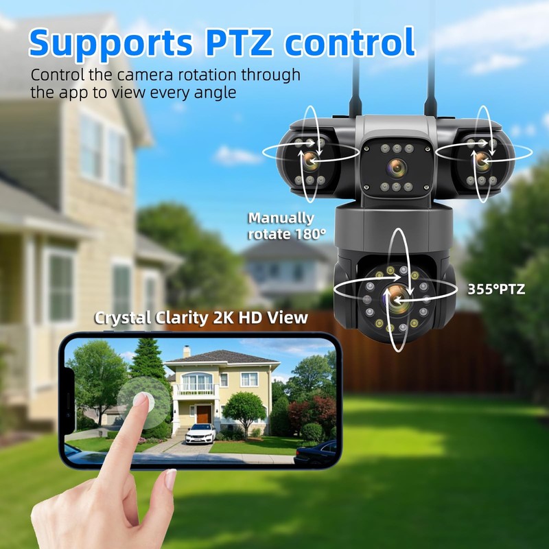 4-Lens Outdoor Security Camera Works without Wifi, No Subscription Fee gallery