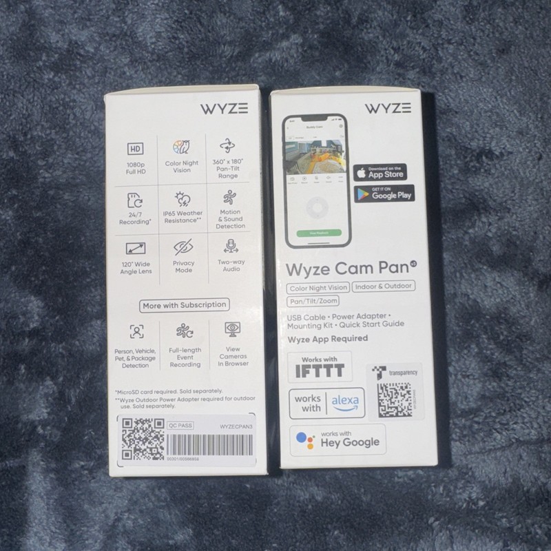 Lot Of Two Wyze Cam Pan v3 Indoor/Outdoor IP65 1080P 360° Pan/Tilt/Zoom Wi-Fi gallery
