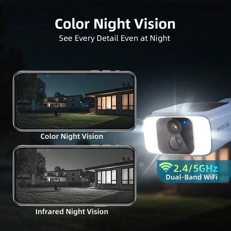 2K Solar Security Camera Wireless WiFi Color Night Vision 2 Way Audio IP65 gallery