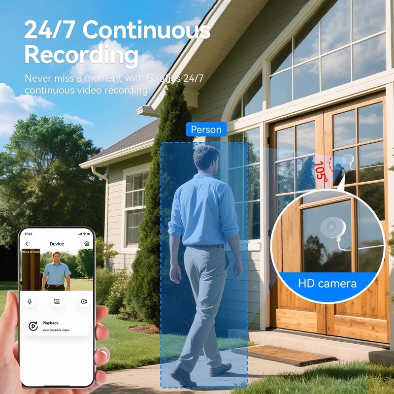 4MP 2.5K Wireless Window Camera Security Camera Color Night Vision 5G&2.4G WIFI gallery