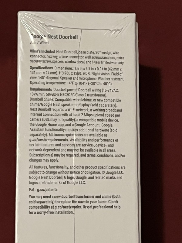 Nest Doorbell 2nd Generation Wired Ash (Dark Grey) gallery