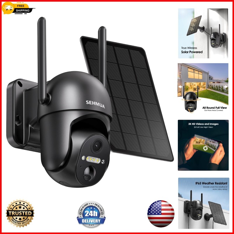 360° Solar Security Camera with 2K HD Video & Waterproof Rating