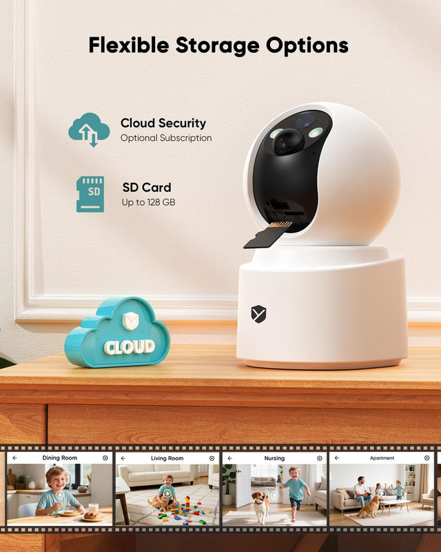Battery Powered Pet Camera,True Wireless Indoor Camera, 4MP 2.5K Wifi Camera wit gallery
