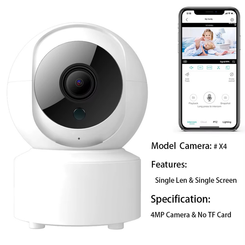 4MP WiFi Camera with Dual Screens Baby Monitor Night Vision Indoor Mini PTZ Secu gallery