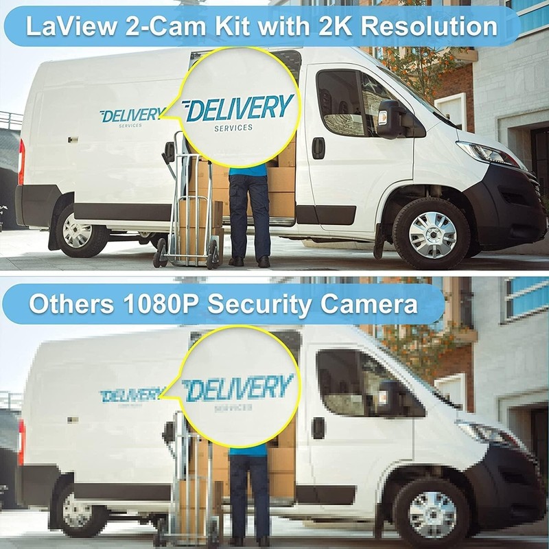 2Pk LaView 3MP Wireless Camera Home Security 2K Battery Powered Wifi NightVision gallery