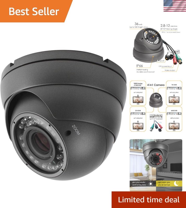 Manual Focus 1080P CCTV Dome Camera, 36 IR LEDs for Night Vision, Rated