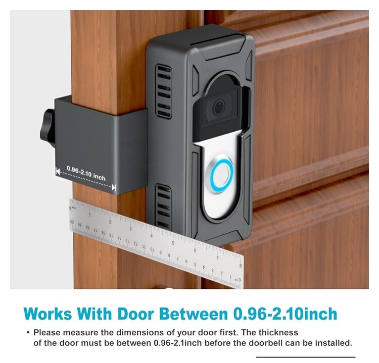 Video Doorbell No Drill Door Mount Cover Bracket Wireless Black (ring) gallery