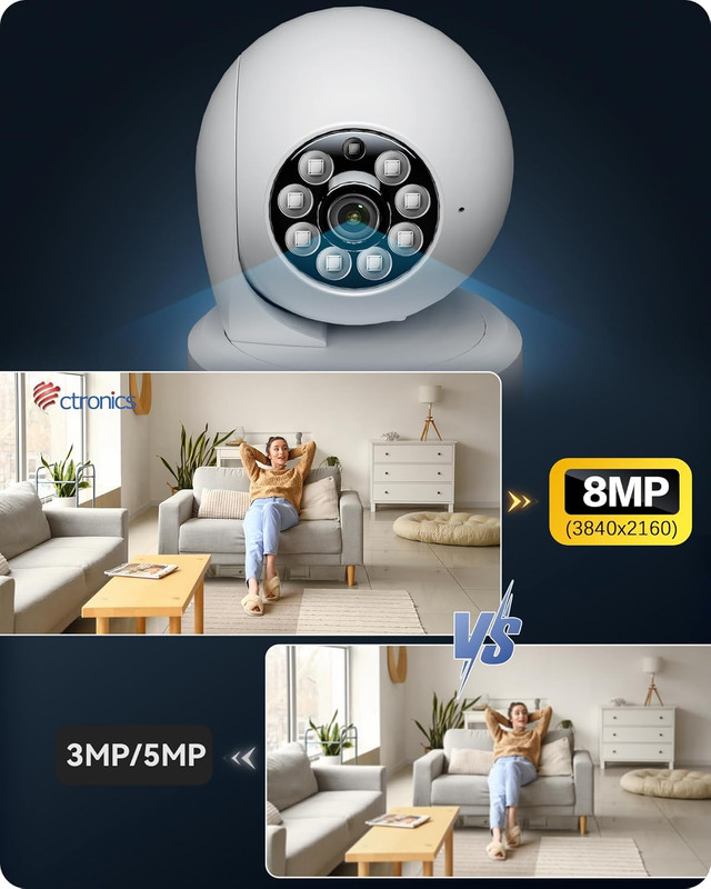 4K Indoor Security Camera, Auto Tracking, Night Vision, AI Detection, 24/7 Recor gallery