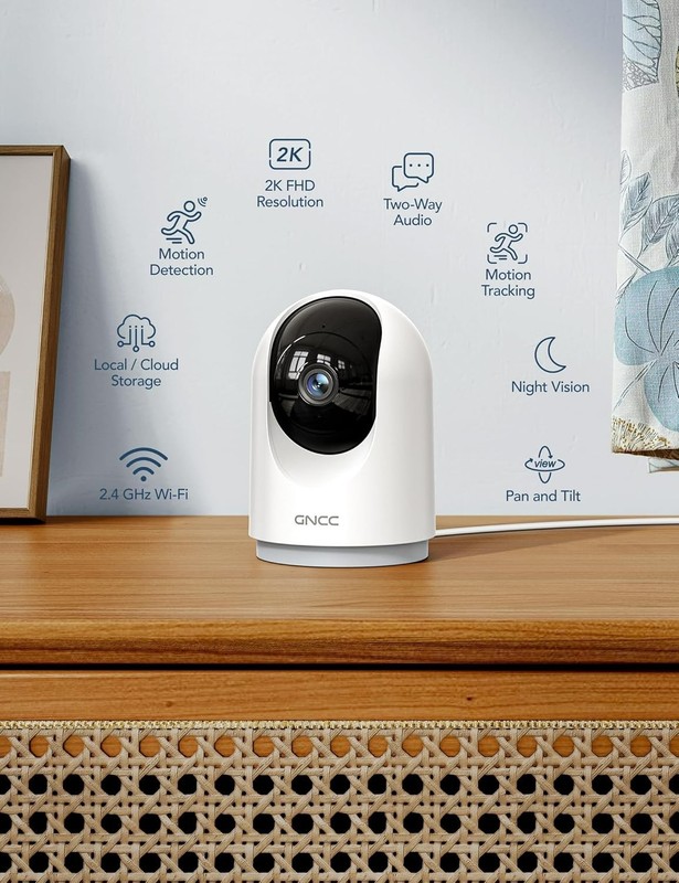 2K Indoor Security Camera with Night Vision & 2-Way Audio for Home Monitoring gallery