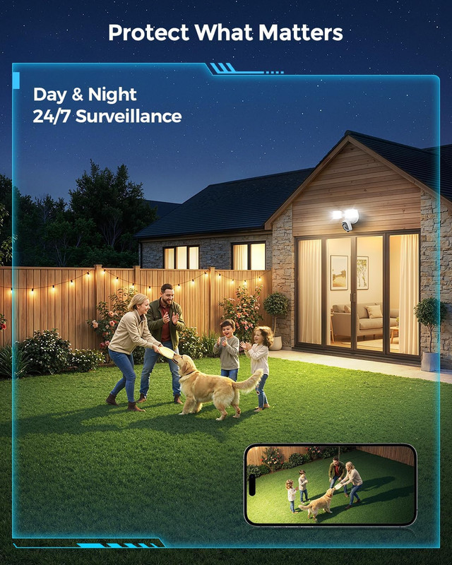2K Hardwired Floodlight Camera, 3500LM Motion Activated Outdoor Security Camera, gallery