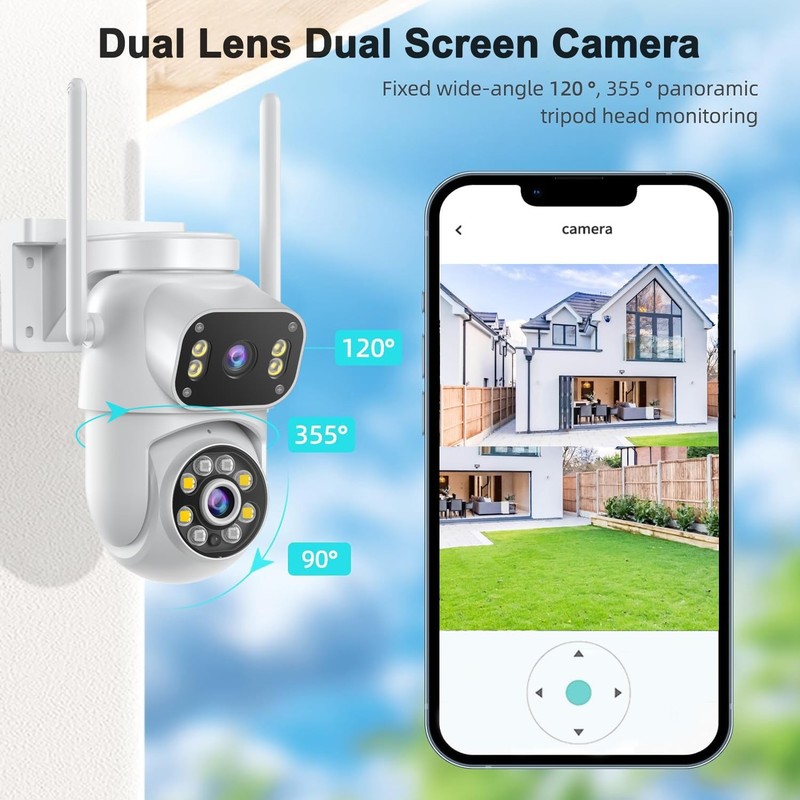 Wireless Dual Lens Surveillance Security Camera Outdoor Indoor, 2.4GHz WiFi P... gallery