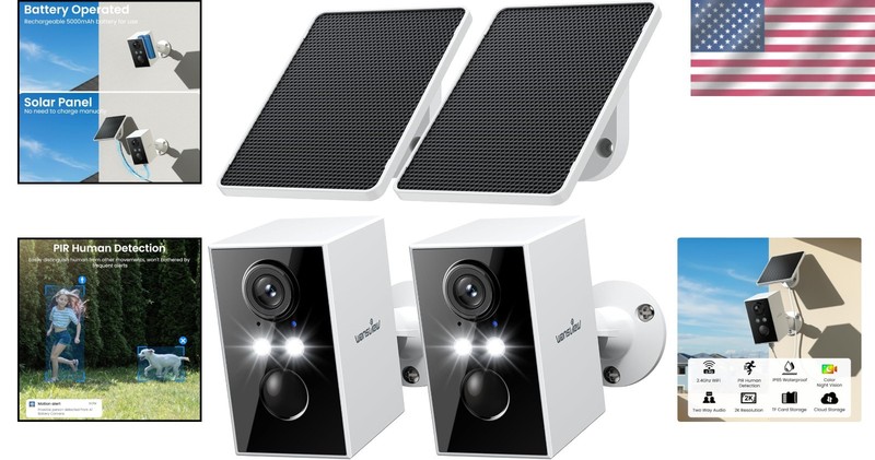 Smart Wireless Security Camera 2-Pack - 2K, AI Motion Detection, Waterproof gallery