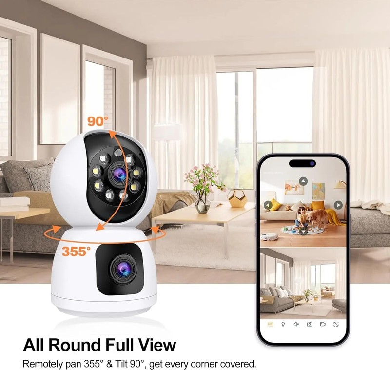 8MP Dual Lens Security Camera Tuya 5G WIFI Auto Tracking Indoor Baby Pet Monitor gallery