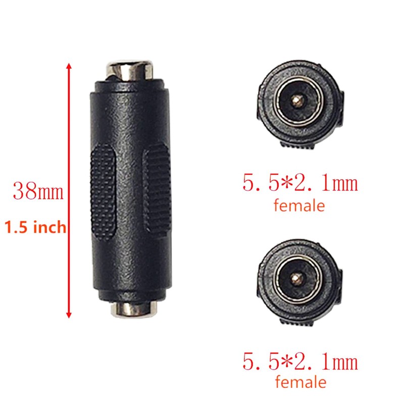 SHANFEILU DC 5.5mm x 2.1mm Female to Power Jack Connector Black gallery