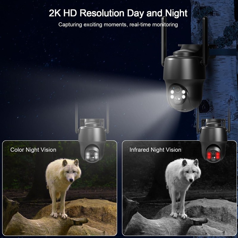 ANRAN Wireless Security Camera Outdoor Solar/Battery Home WiFi PIR 360° PTZ 5MP gallery