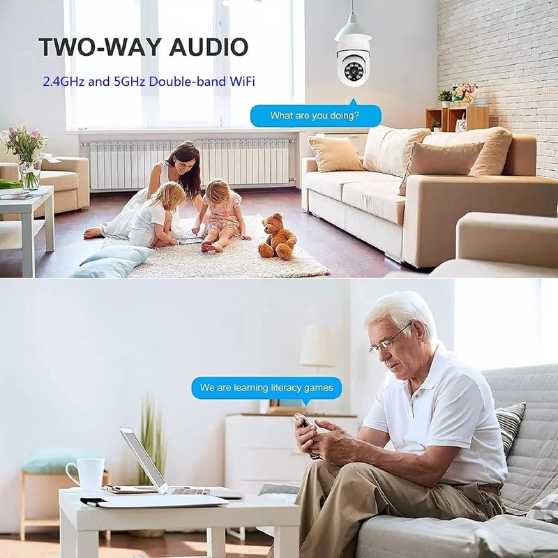 360° Security Cameras Wireless Outdoor, 2.4GHz & 5GHz WiFi Light Bulb1080p Secur gallery