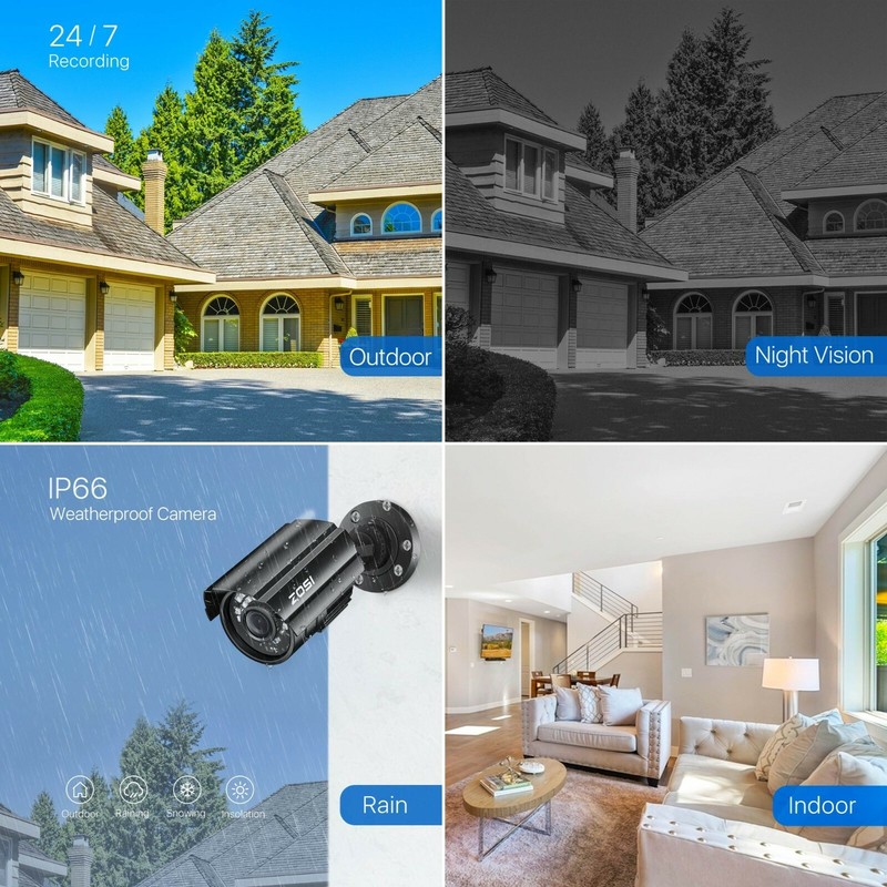 4 Camaras De Seguridad Wifi Exterior 1080P Inalambrica Con Vision Nocturna Video gallery