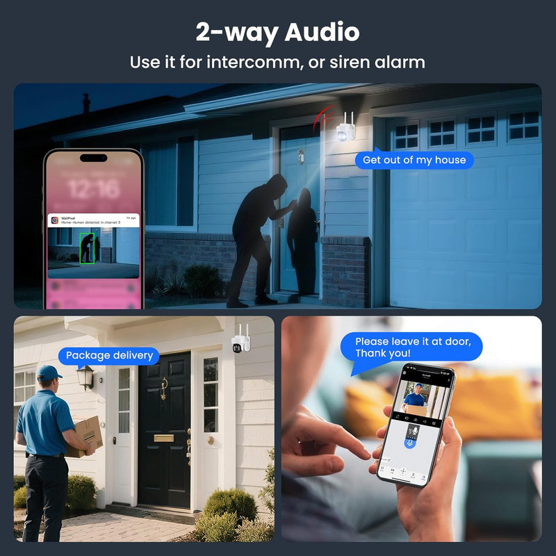 10X Zoom Security Camera, 6MP HD Wireless PTZ Home Security System for Indoor Ou gallery
