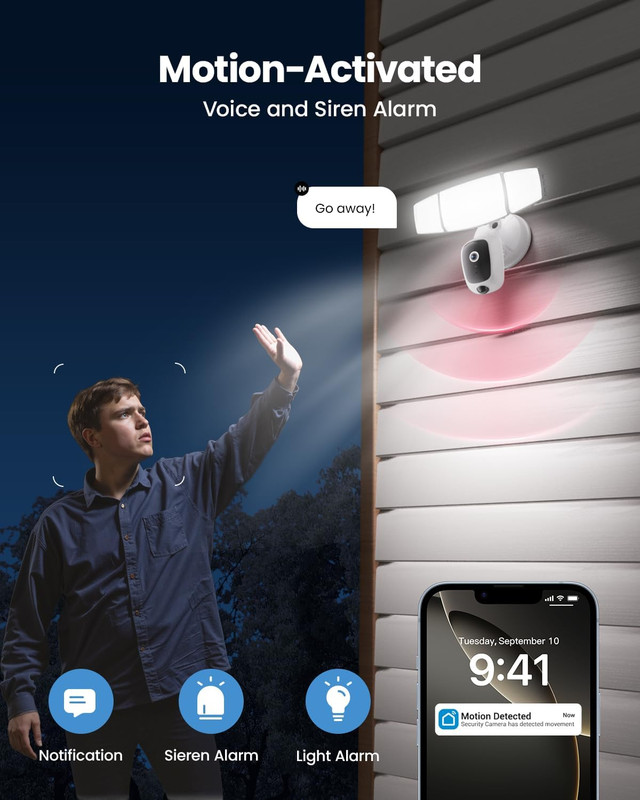 Floodlight Camera Outdoor – 2K QHD Security Cam with Motion-Activated Flood Ligh gallery