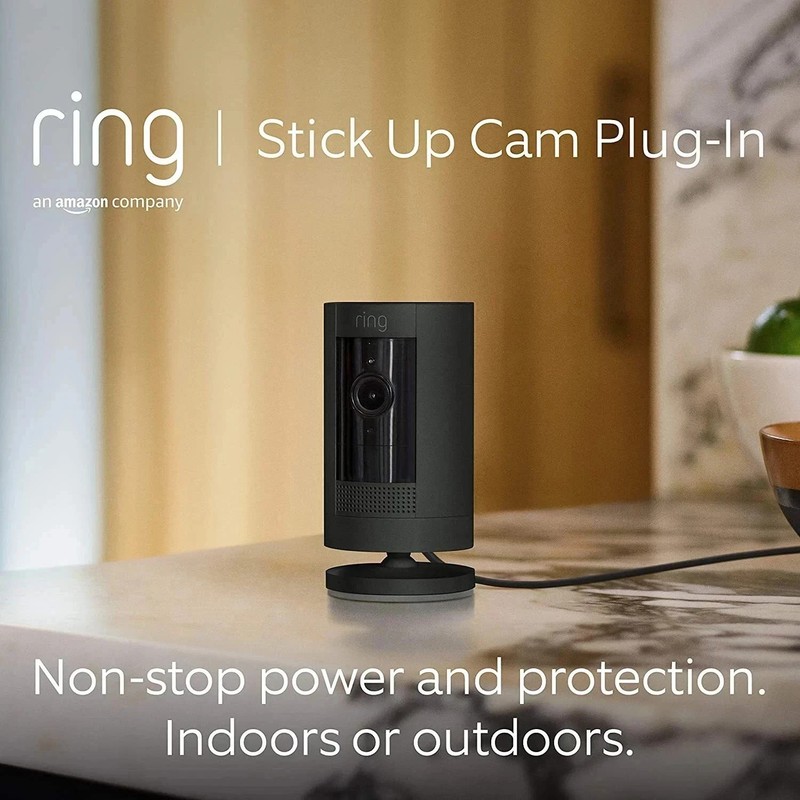 Ring Stick Up Cam Plug-in Wired Indoor/Outdoor Camera Black gallery