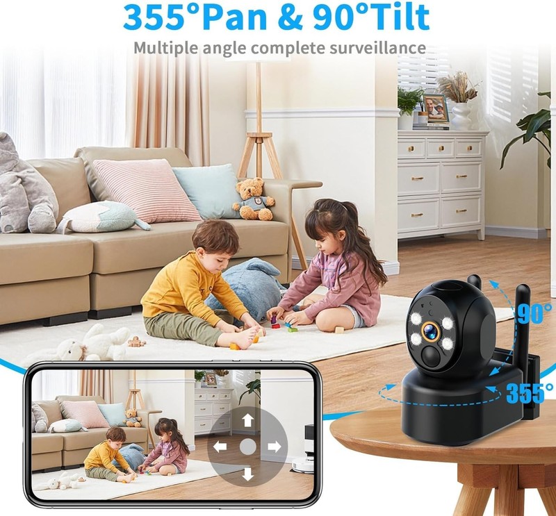 Solar Powered Wireless WiFi Security Camera 2-Pack with 360° PTZ & AI Detection gallery