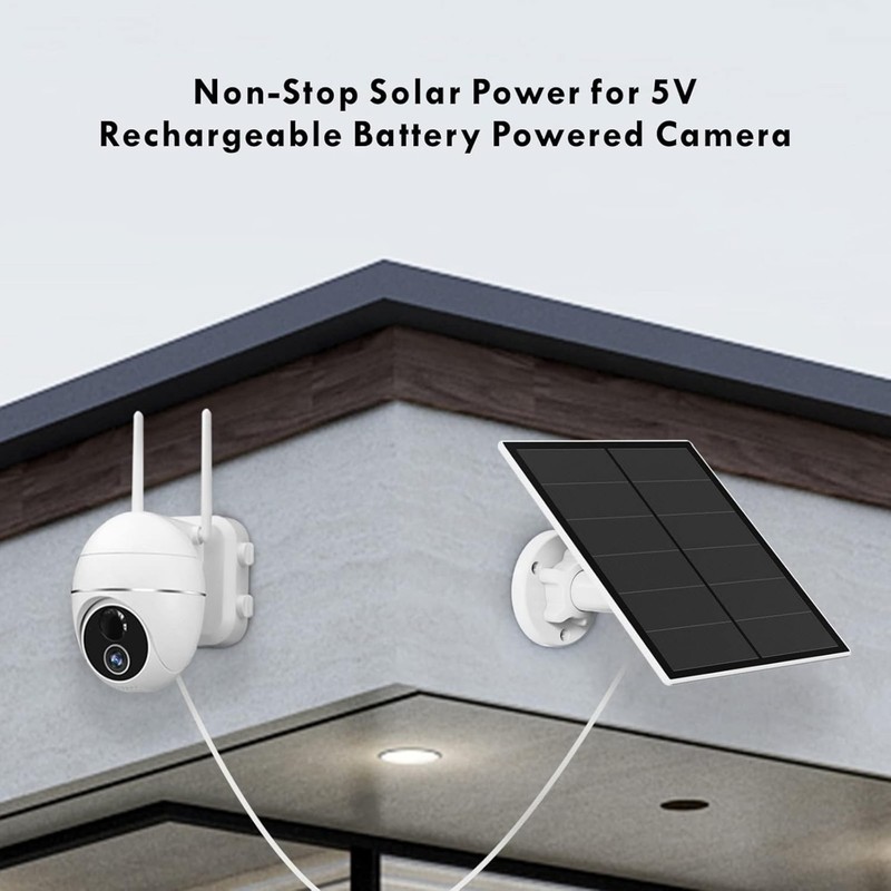 Solar Panel for Battery-Powered Security Cameras, 5V USB, 360° Adjustable Mount gallery