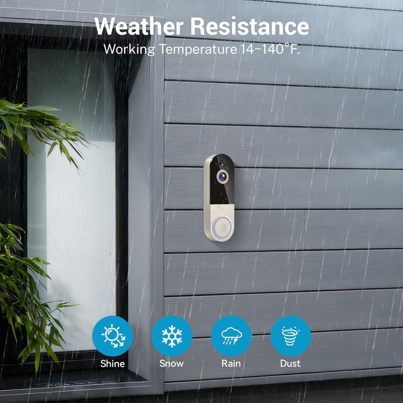 1080P Wireless Video Doorbell Camera with Receiver, AI Human Motion Detection... gallery