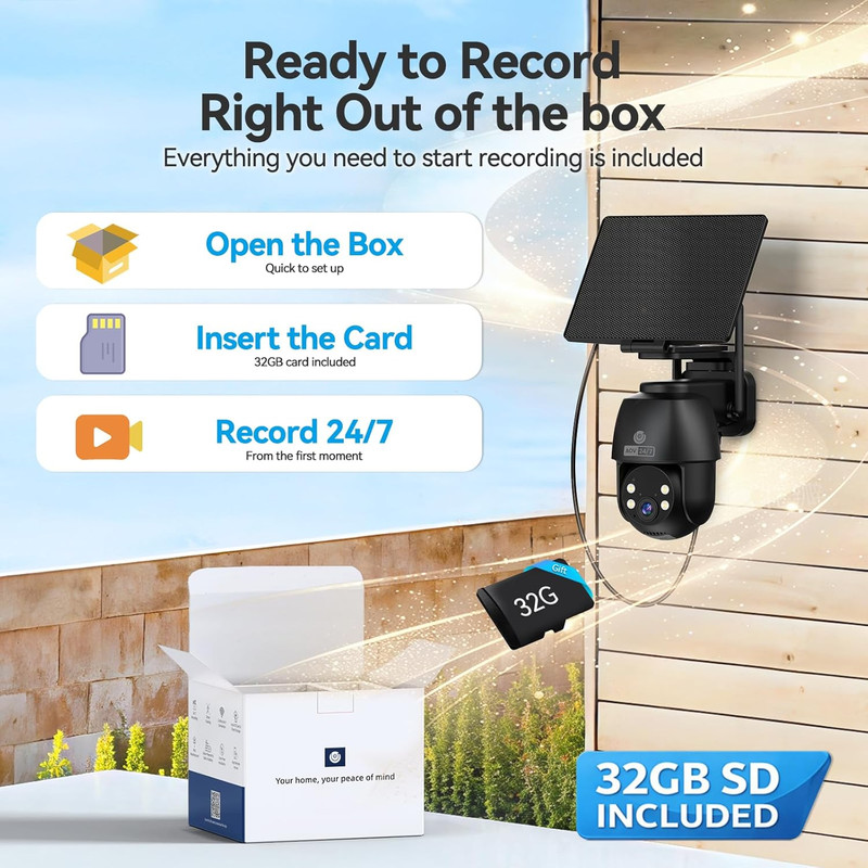 24/7 Continuous Recording Wireless Outdoor Security Camera, 2.4G Wifi, 2K Solar gallery