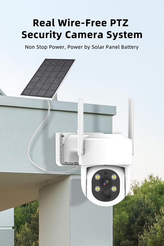 PTZ Security Cameras Wireless Outdoor Solar Powered, Pan Tilt 360 View 10 CH Ult gallery