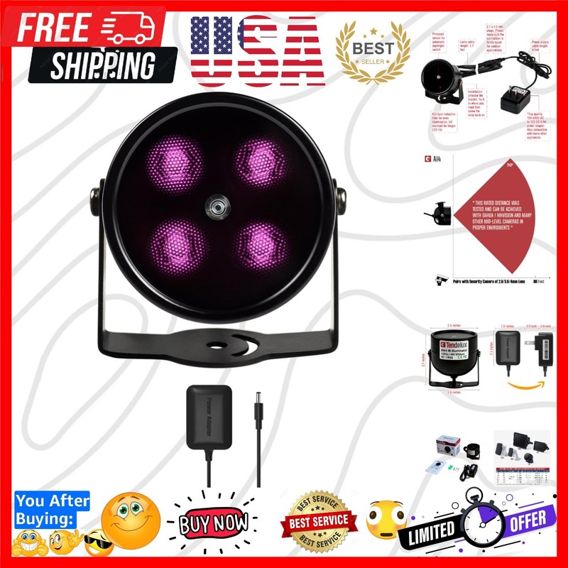 80ft IR Illuminator | AI4 No Hot Spot Wide Angle Infrared Light for Security …