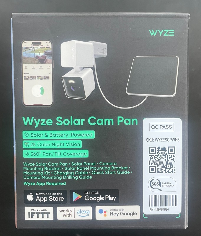 NEW Sealed Wyze Solar Cam Pan 2K Color Night Vision 360 Pan/Tilt Wi-Fi gallery