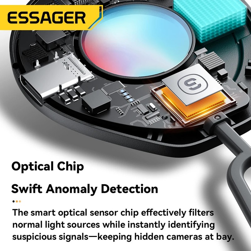 Hidden Camera Detector Portable Infrared Lens Finder Anti-Peeping Gadget Black gallery