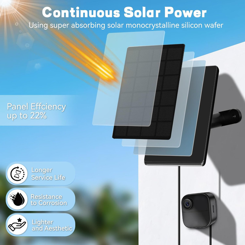 6W Solar Panel for Blink Cameras with Adjustable Mount and 10Ft Cable (2 Pack) gallery