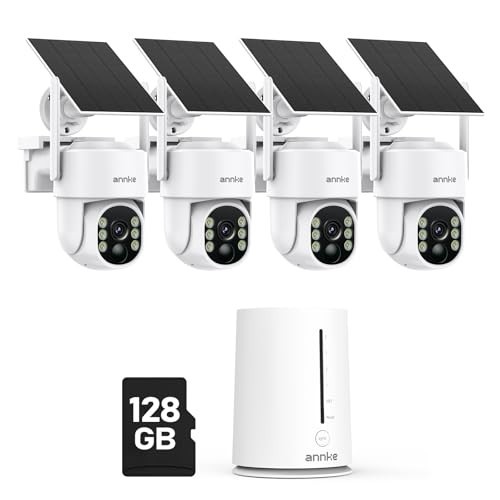 ANNKE Wireless Outdoor Solar Security Camera System, 4-Cam Kit, 360° View gallery