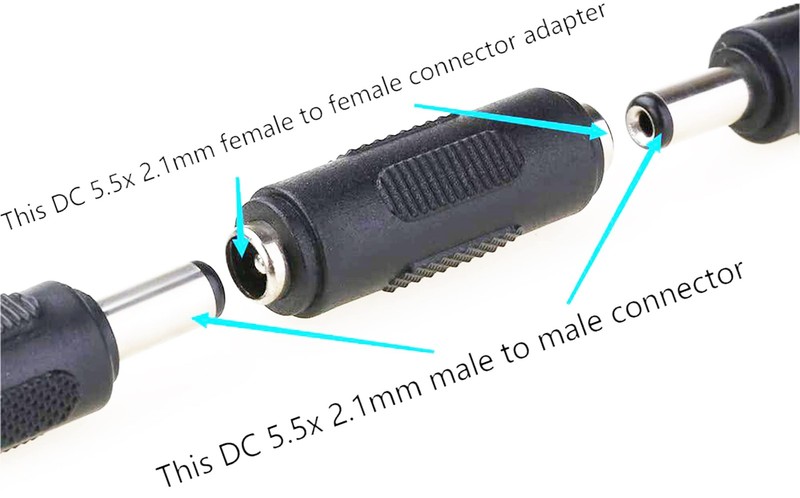 SHANFEILU DC 5.5mm x 2.1mm Female to Power Jack Connector Black gallery