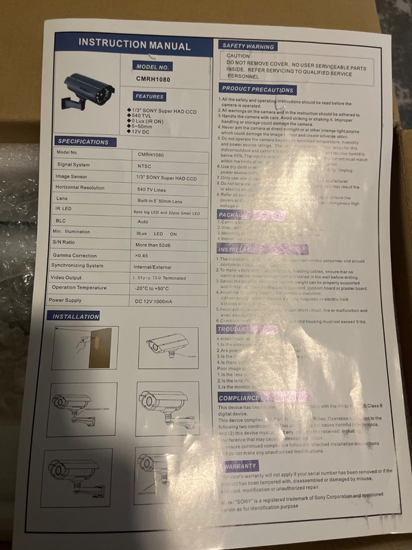 CMRH1080 Sony security camera