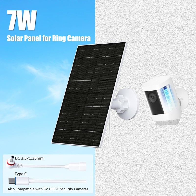 Ring Stick Up Cam Solar Panel White Adapter Compatible 2nd 3rd Gen gallery
