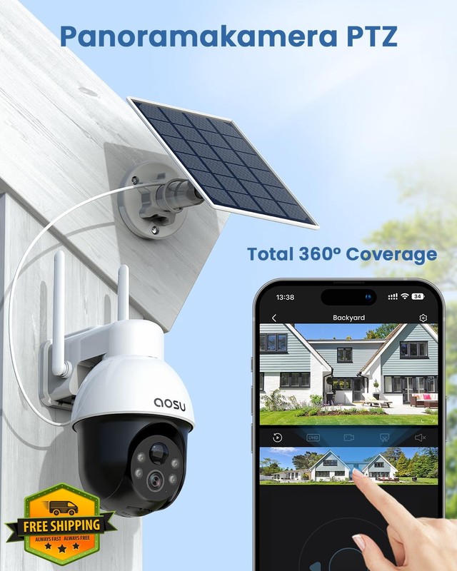 aosu 3K 5MP Solar Camera System Wireless 2 Pack gallery