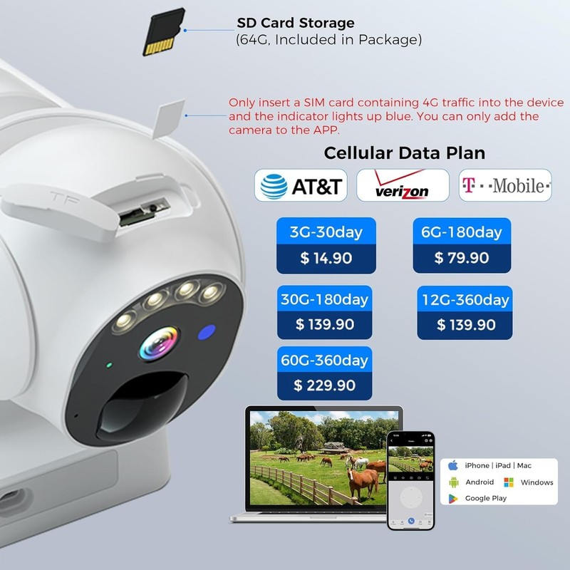 4G LTE Cellular Security Camera Wireless Outdoor Solar 64G rural farm barn ranch gallery