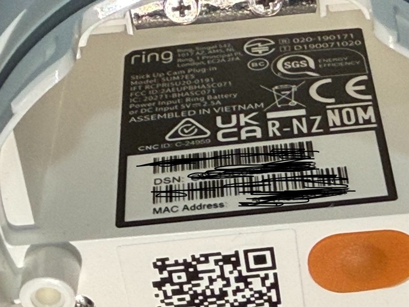 Ring 5UM7E5 Stick Up Cam 3rd Gen - White (No Battery & Mounting Plate) EXCELLENT gallery