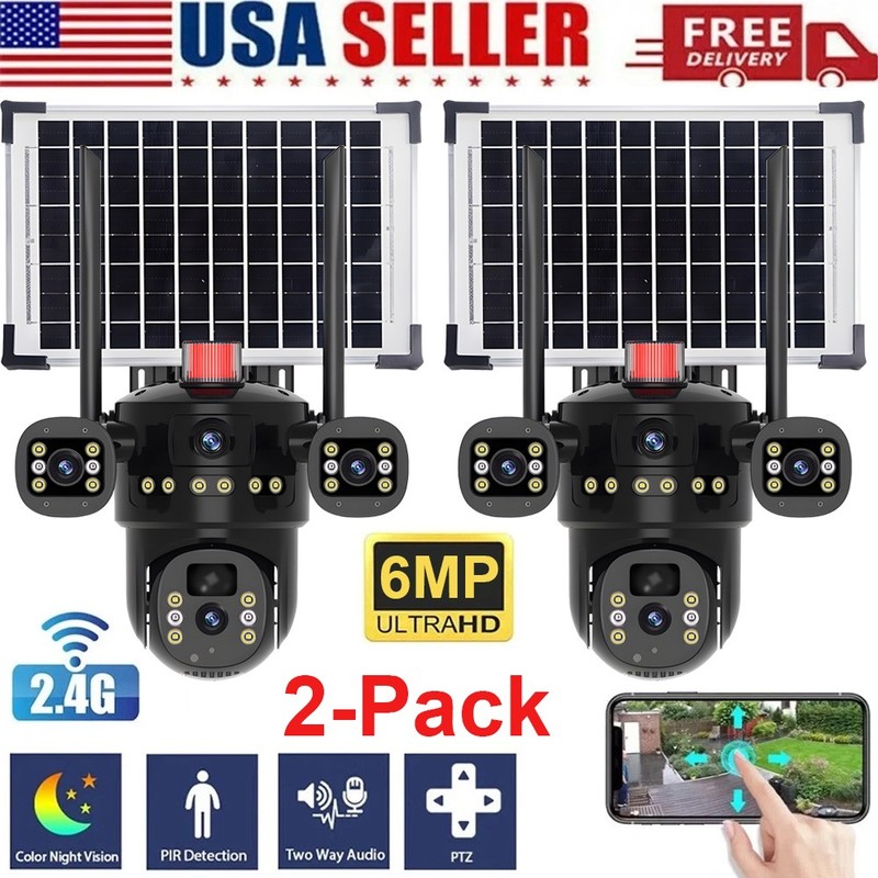 2PCS Solar Power Wireless Security Camera WiFi Outdoor Night Vision Surveillance