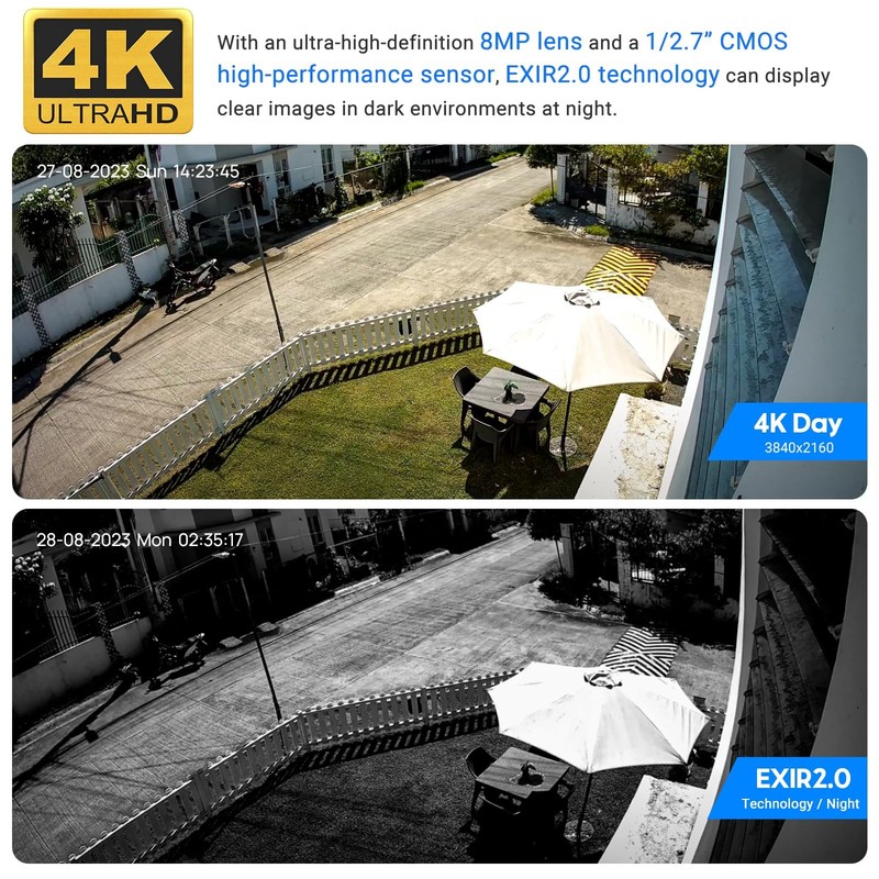 4K 8MP PoE IP Outdoor, 4K PoE Turret with Human Vehicle Detection, 2.8mm Lens... gallery