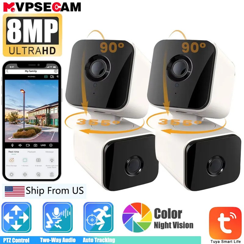8MP Smart Cam PTZ Control Camera 360 Degree Motion Tracking Color Night Vision gallery